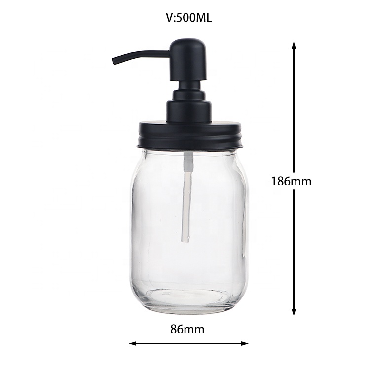 Wholesale 500 ml 16 oz Glass Soap Dispenser Jars And Bottles With Pump