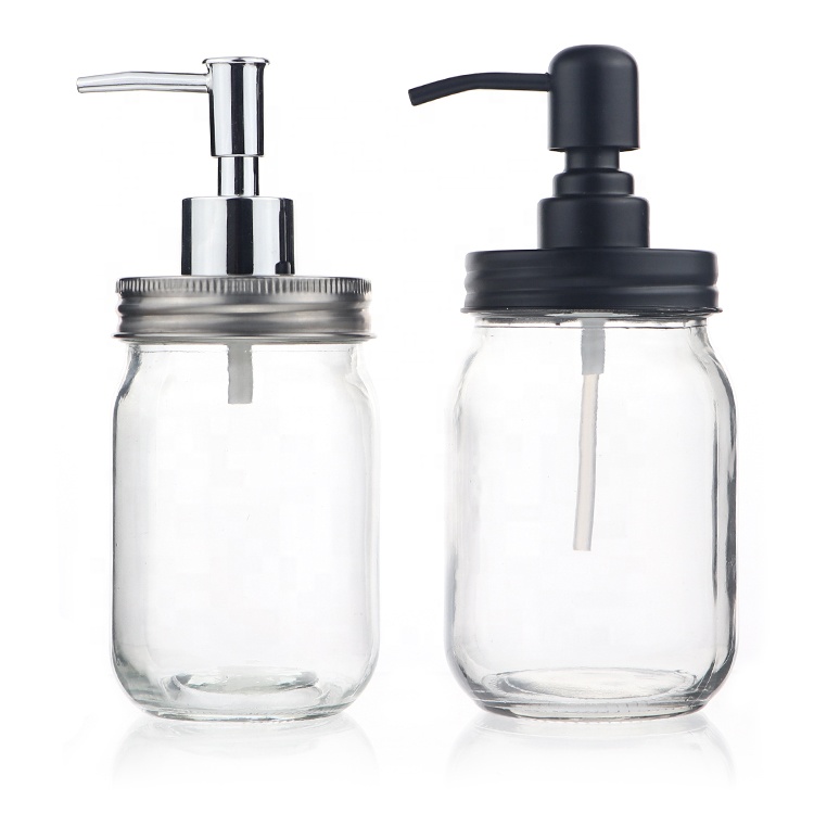 Wholesale 500 ml 16 oz Glass Soap Dispenser Jars And Bottles With Pump