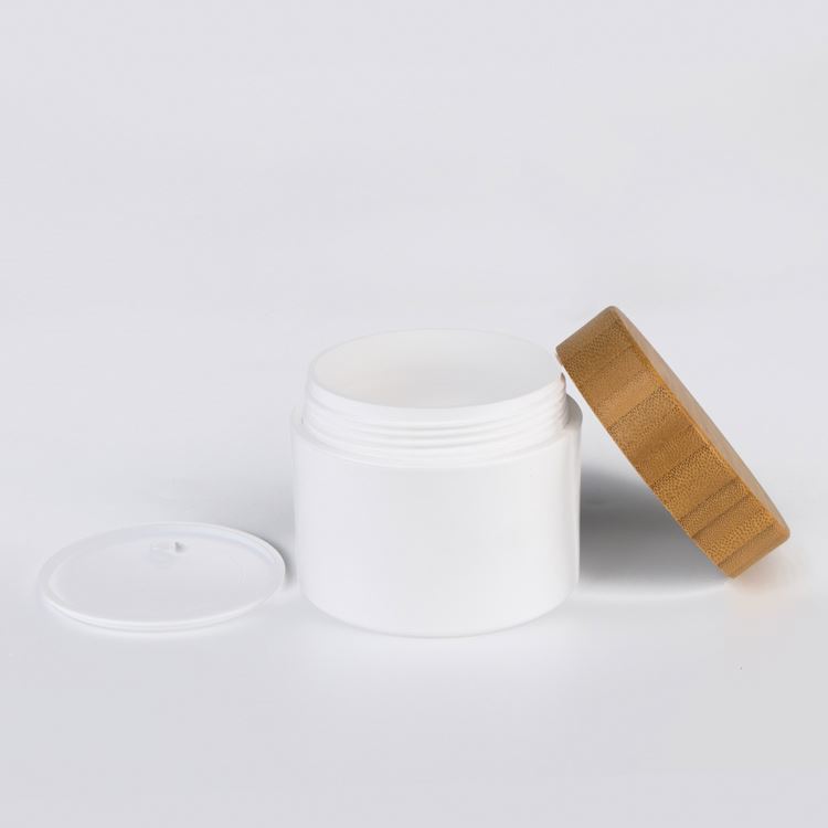Wholesale 500 ml 250g bamboo cream jar 500ml 250ml plastic cream container