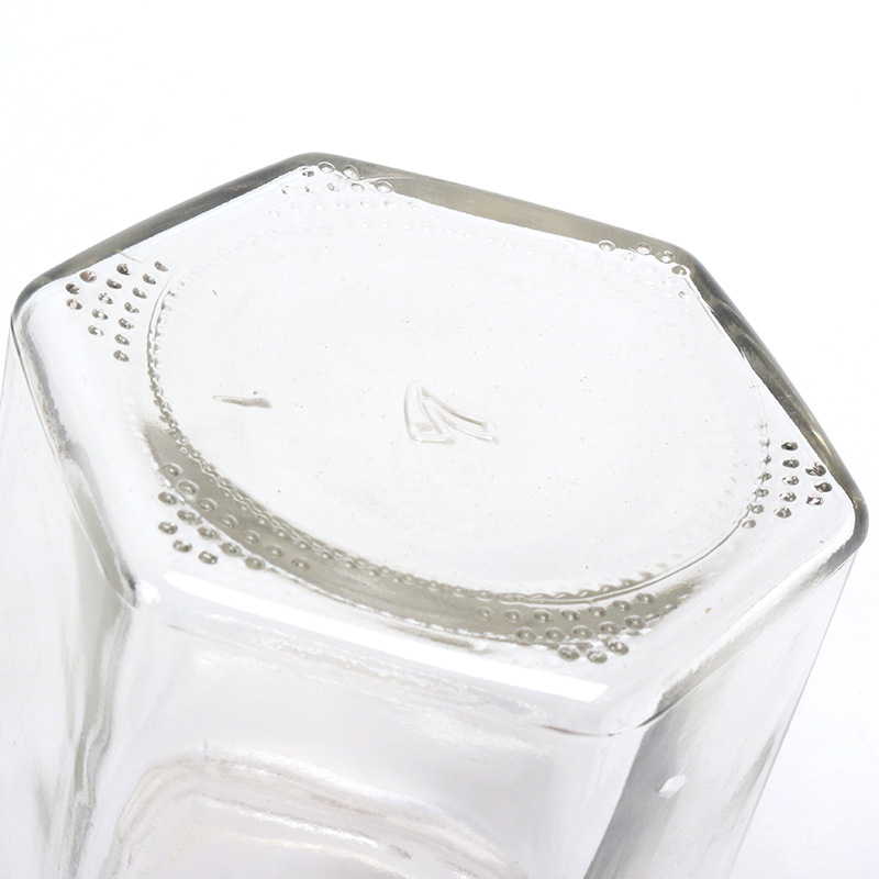 Wholesale 500g 1000g hexagon honey glass jar with metal closure lid honey jars glass hexagonal