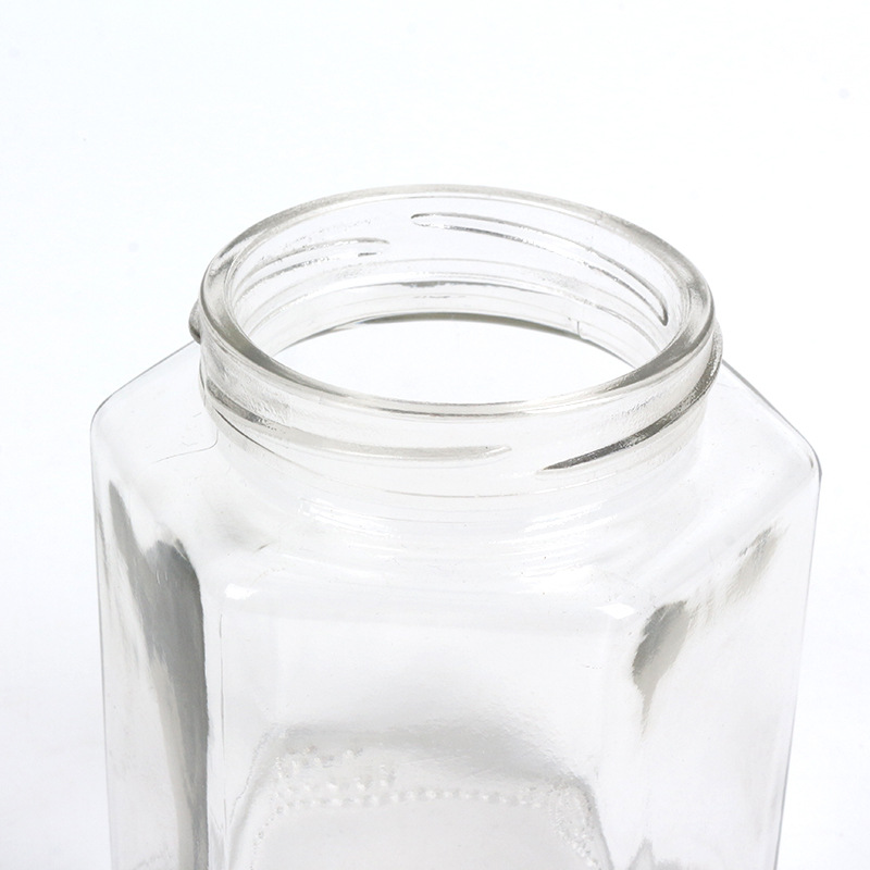Wholesale 500g 1000g hexagon honey glass jar with metal closure lid honey jars glass hexagonal