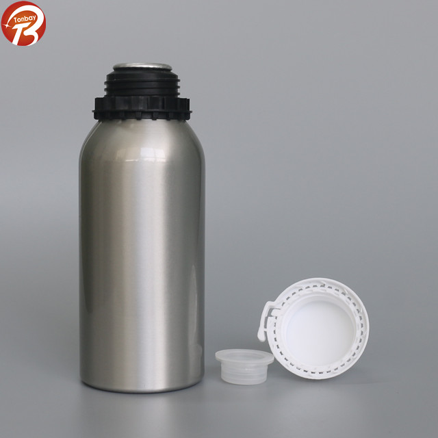 Wholesale 500ml 1000ml empty metal aluminum essential oil bottle with tamper evident cap