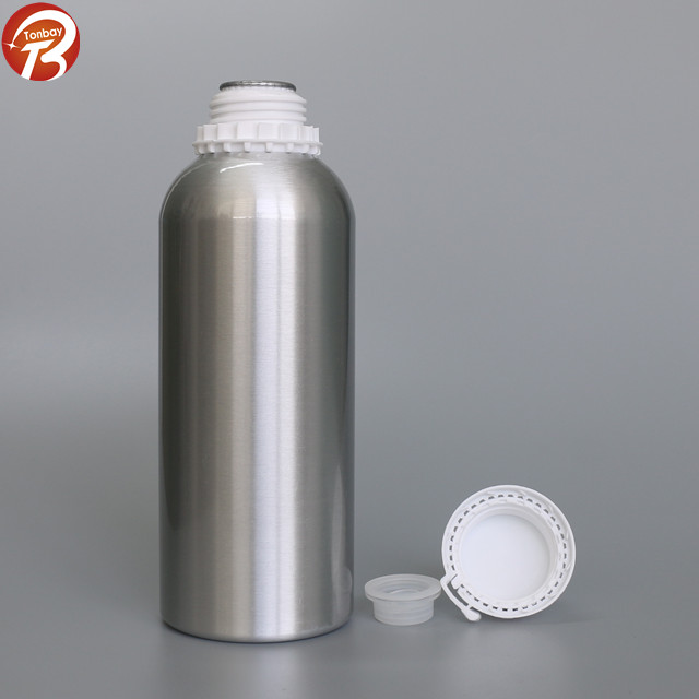 Wholesale 500ml 1000ml empty metal aluminum essential oil bottle with tamper evident cap