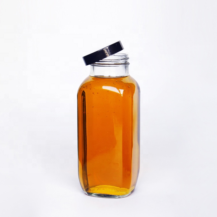 Wholesale 500ml 16oz French Square Cold Press Juice Bottles With Plastic Cap