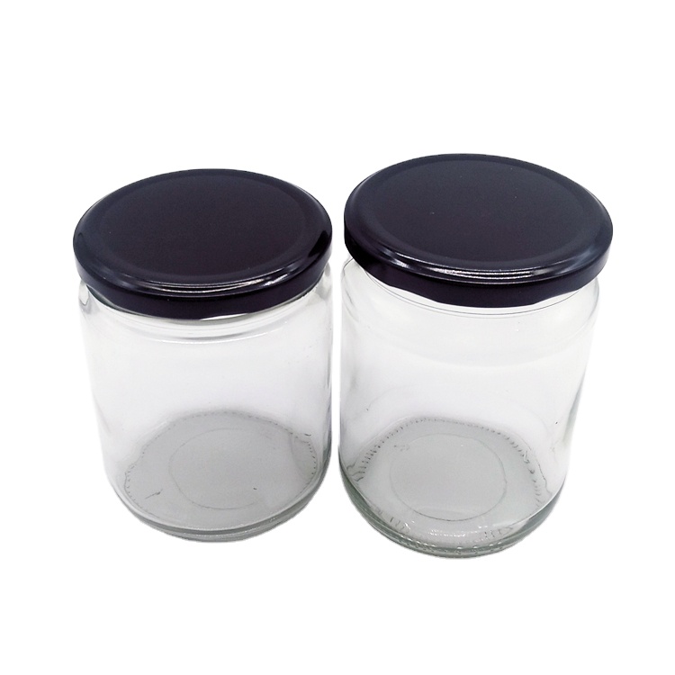 Wholesale 500ml 550ml clear round glass storage jar with 82mm metal lid