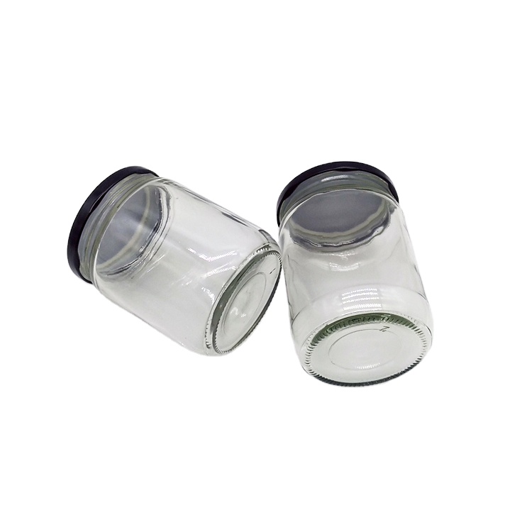 Wholesale 500ml 550ml clear round glass storage jar with 82mm metal lid