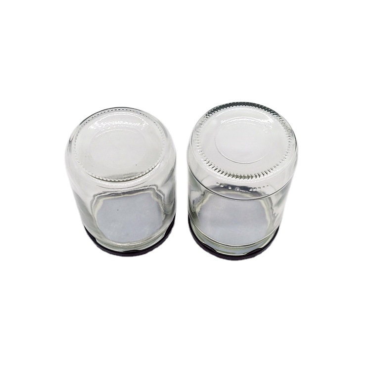 Wholesale 500ml 550ml clear round glass storage jar with 82mm metal lid