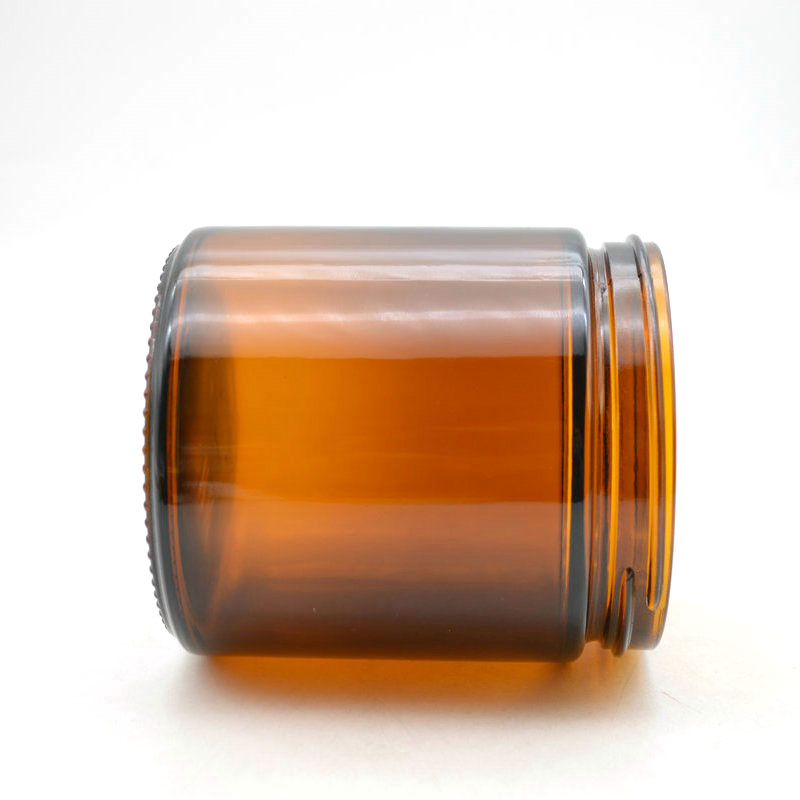 Wholesale 500ml Amber Home Decorative Cylindrical Glass Candle Jars with Lid