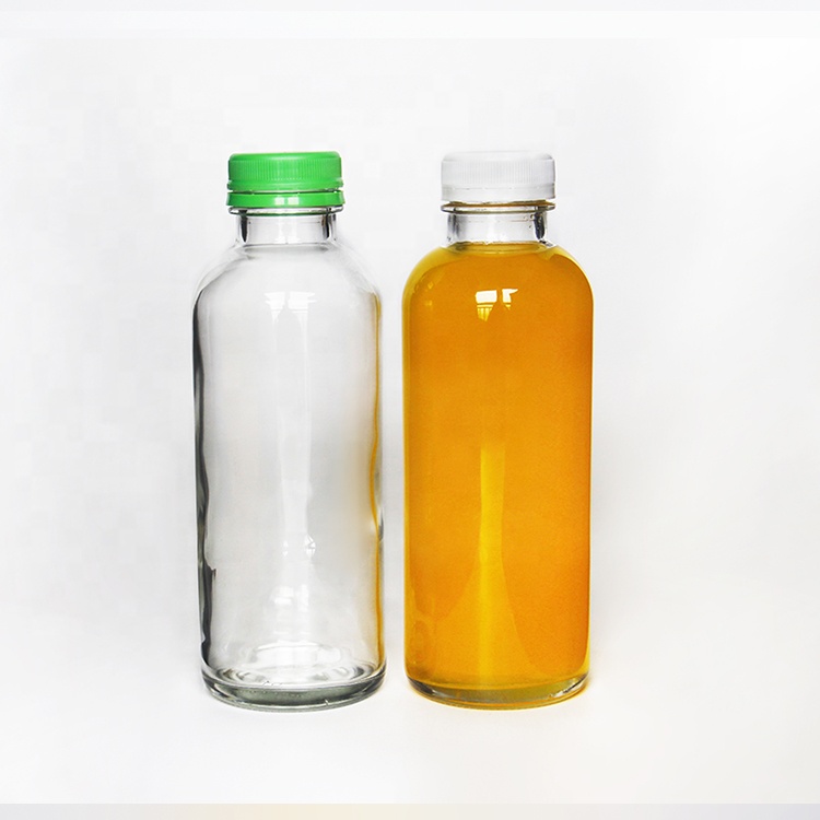 Wholesale 500ml Cold Pressed Juice Kombucha Tea Glass Drinking Bottles With Green Color Plastic Lid