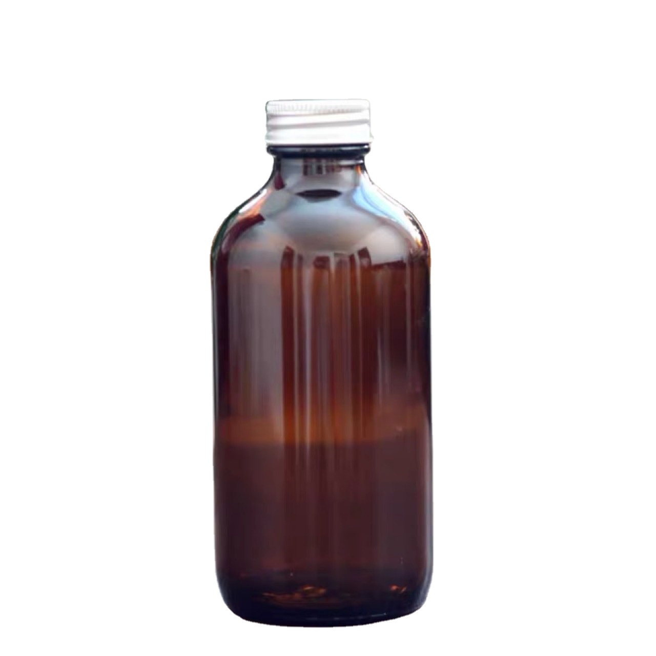 Wholesale 500ml  Empty Amber Boston Round Glass  Juice Milk Syrup Bottle frosted 250ml beverage glass bottle with Screw Cap