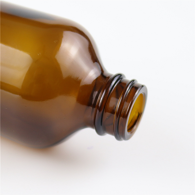 Wholesale 500ml Empty Amber Boston Round Glass Juice Milk Syrup Bottle frosted 250ml beverage glass bottle with Screw Cap