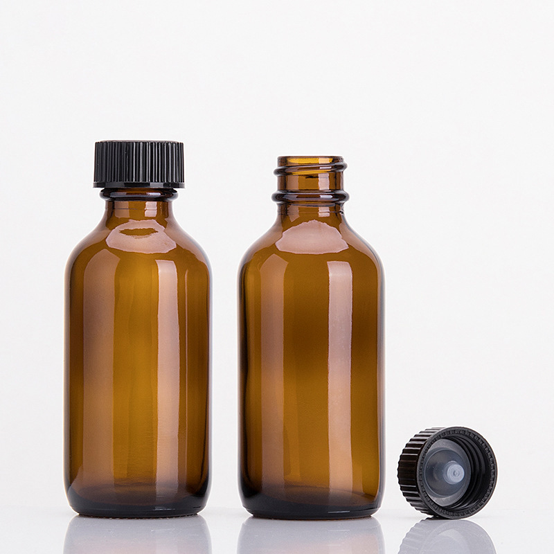 Wholesale 500ml Empty Amber Boston Round Glass Juice Milk Syrup Bottle frosted 250ml beverage glass bottle with Screw Cap