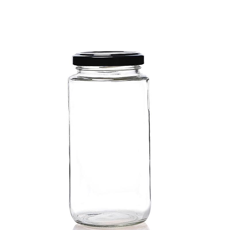 Wholesale 500ml Empty Flint Clear Round Food Canning Storage Glass Jar With Metal Lids