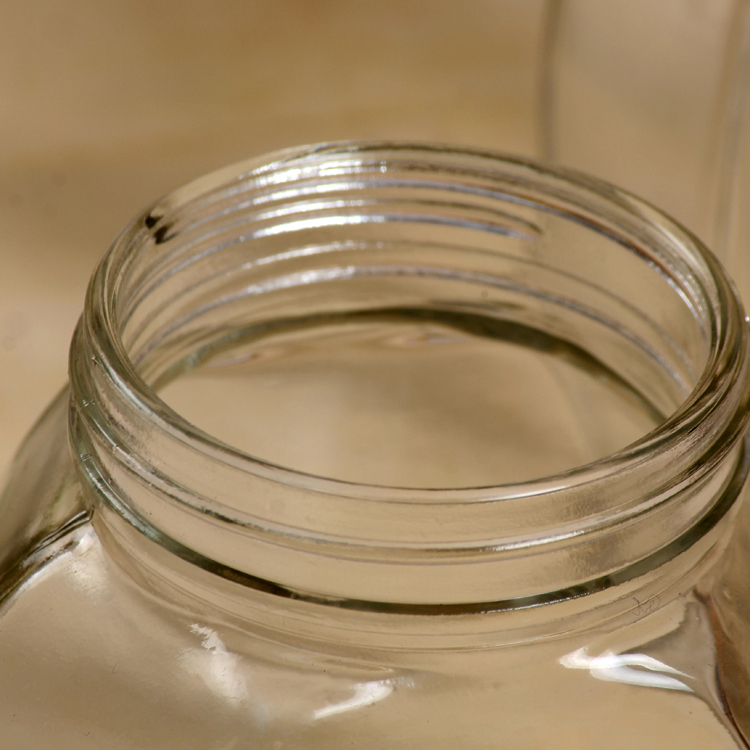 Wholesale 500ml Sixsided Transparent Glass Honey Jar with Lid for Storage