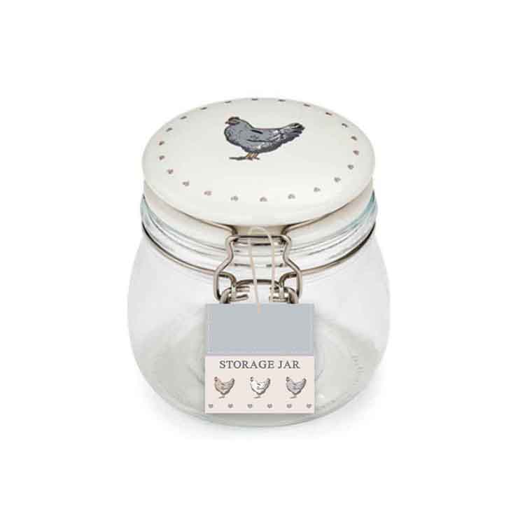 Wholesale 500ml high quality glass food storage jar round glass jars with ceramic lids