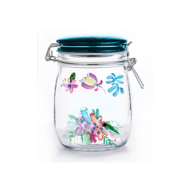 Wholesale 500ml high quality glass food storage jar round glass jars with ceramic lids