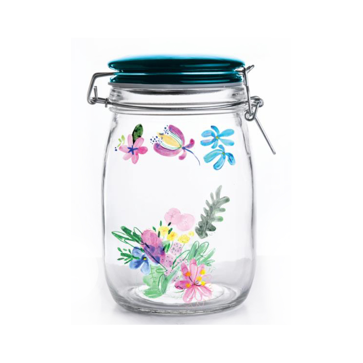 Wholesale 500ml high quality glass food storage jar round glass jars with ceramic lids
