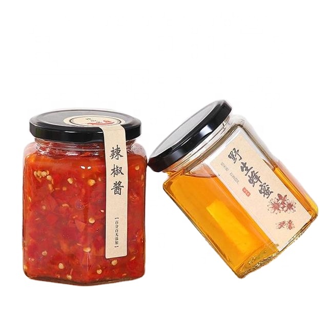Wholesale 500ml square honey glass jar with metal closure lid honey jars glass square