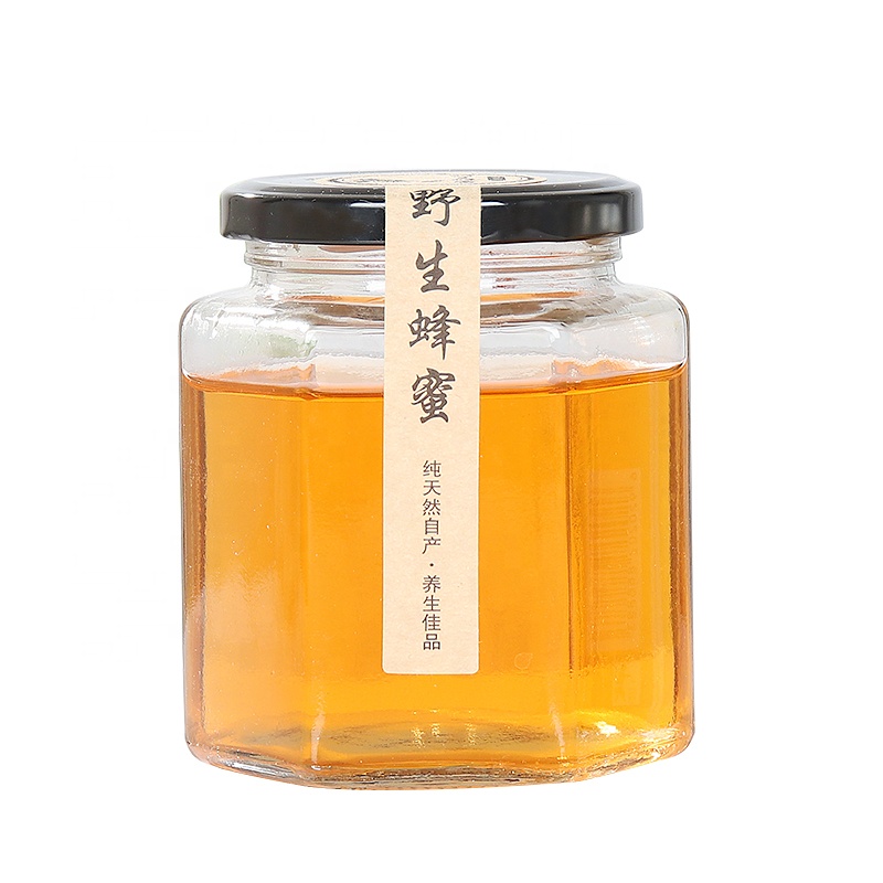 Wholesale 500ml square honey glass jar with metal closure lid honey jars glass square