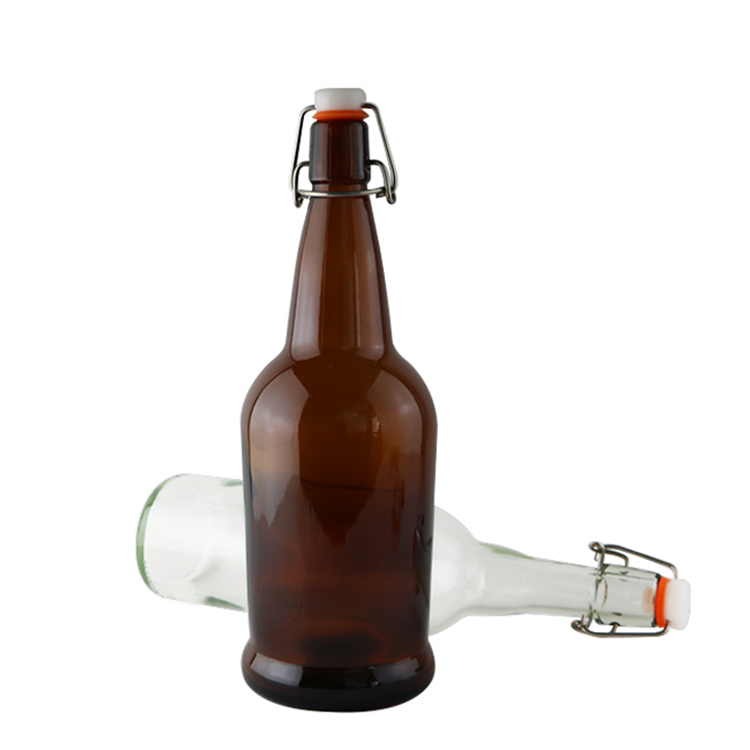 Wholesale 500ml transparent glass 16oz kombucha swing top new beer bottle