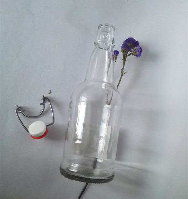 Wholesale 500ml transparent glass 16oz kombucha swing top new beer bottle