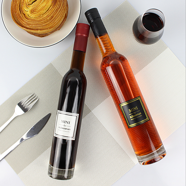 Wholesale 50ML 3750ML500ML Cear Flat Wine Glass Bottles For Brandy With Screw Top Lids