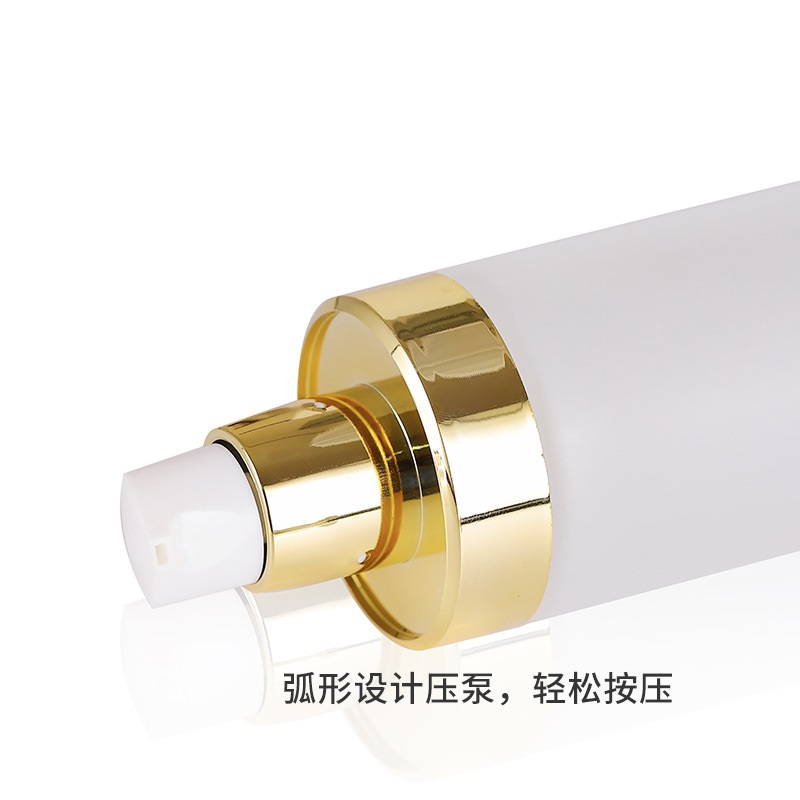 Wholesale 50g 40ml 120ml 150ml frosted white glass pump bottle with bright gold cap customs logo lotion bottle and jar