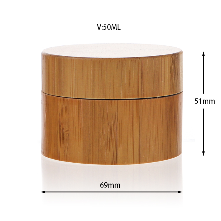 Wholesale 50g Bamboo Wooden Cosmetic Packaging Container Cream Jar With PP Inner