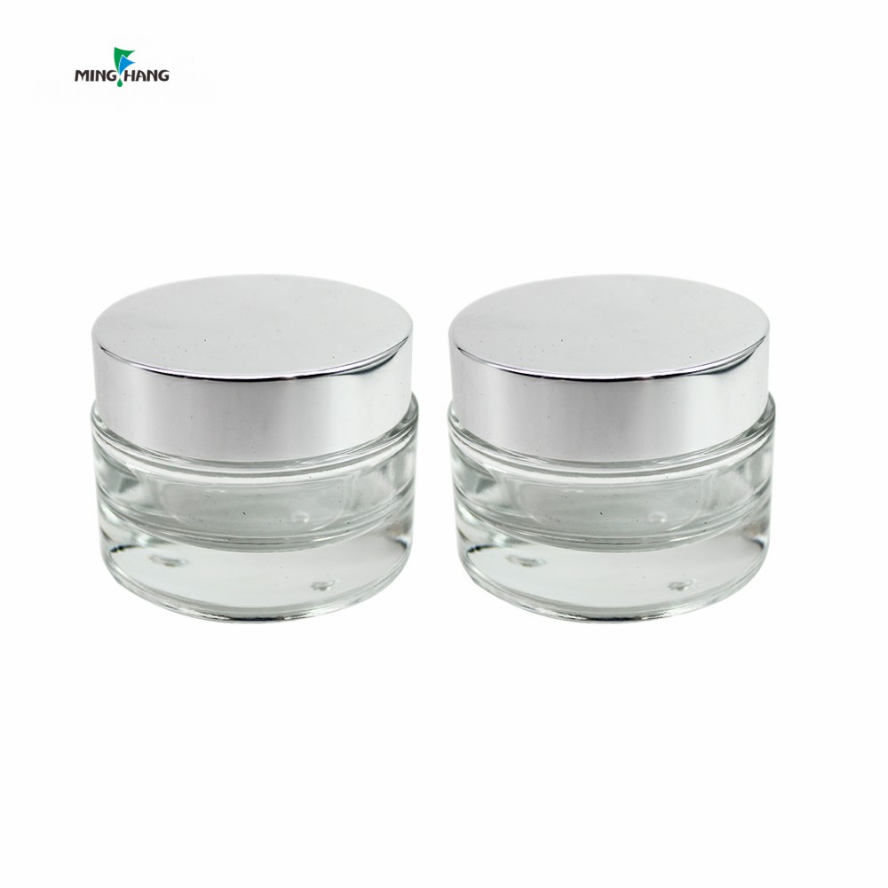 Wholesale 50g Empty Glass Cosmetic Cream Jar Clear Skin Care 100g cosmetic custom Packaging Jar With Lid