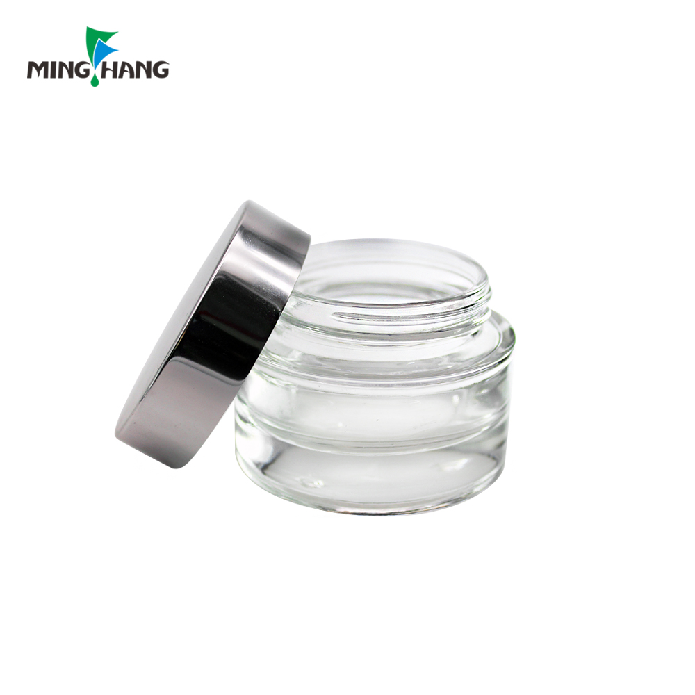 Wholesale 50g Empty Glass Cosmetic Cream Jar Clear Skin Care 100g cosmetic custom Packaging Jar With Lid