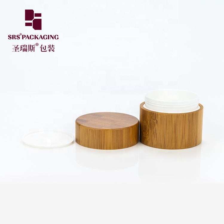 Wholesale 50g PP Plastic Jar With Bamboo Lid Eco-friendly Empty Cream Packaging Container