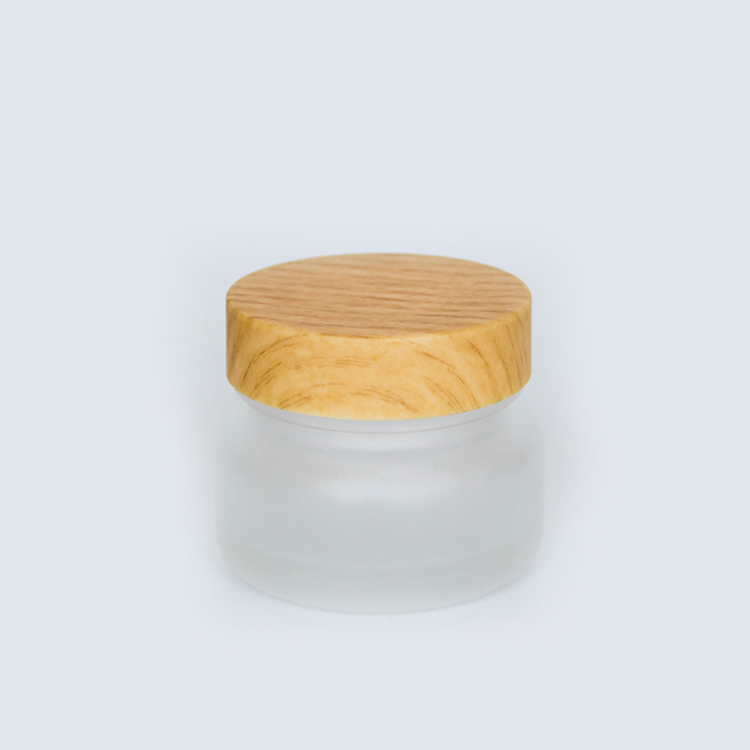 Wholesale 50g frosted cosmetic packaging containers jar with bamboo lid