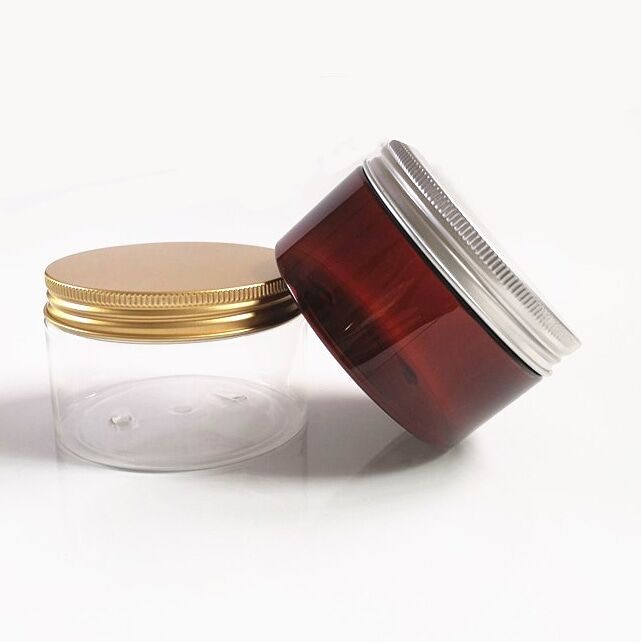 Wholesale 50ml 100ml 150ml 200ml 250ml 500ml PET Plastic Jars with aluminum lid cream jar for hair cosmetic