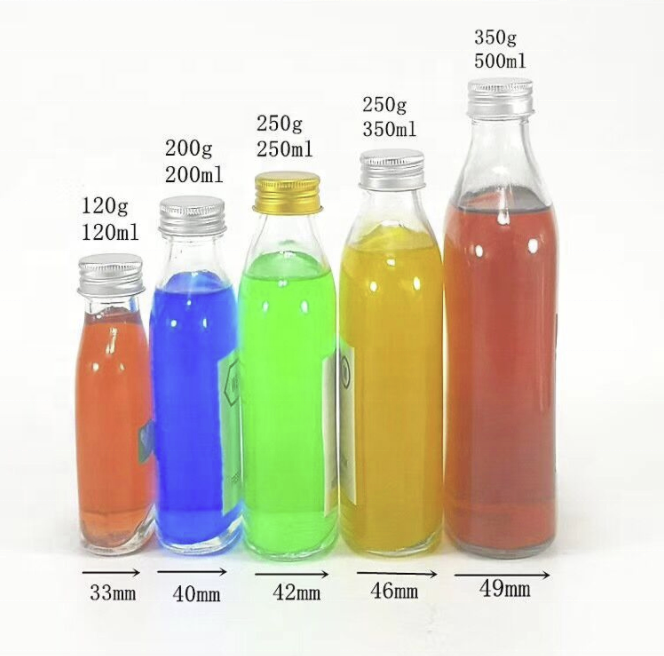 Wholesale 50ml 100ml 200ml 250ml 350ml 500ml clear glass empty drink bottle for mike tea juice coffee beverages whisky alcohol