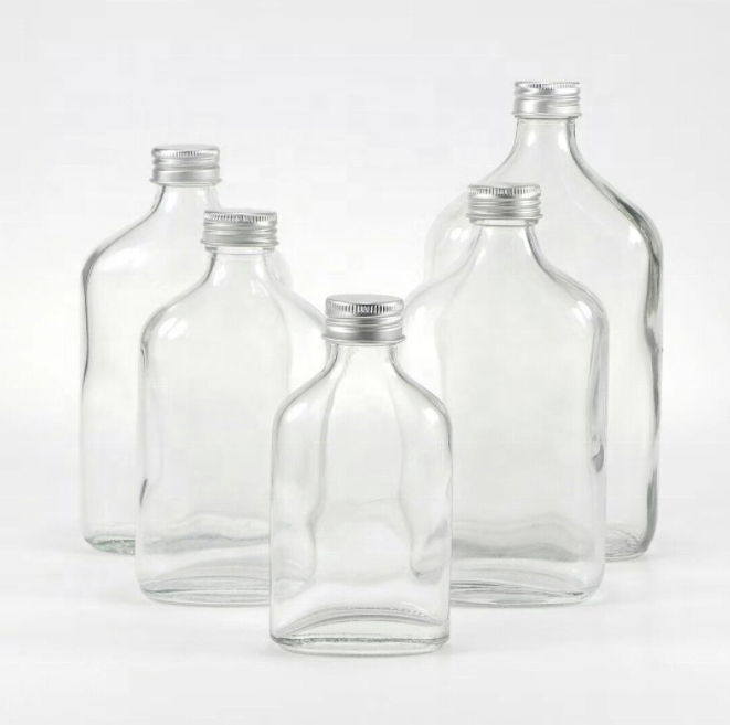 Wholesale 50ml 100ml 200ml 250ml 350ml 500ml clear glass empty drink bottle for mike tea juice coffee beverages whisky alcohol