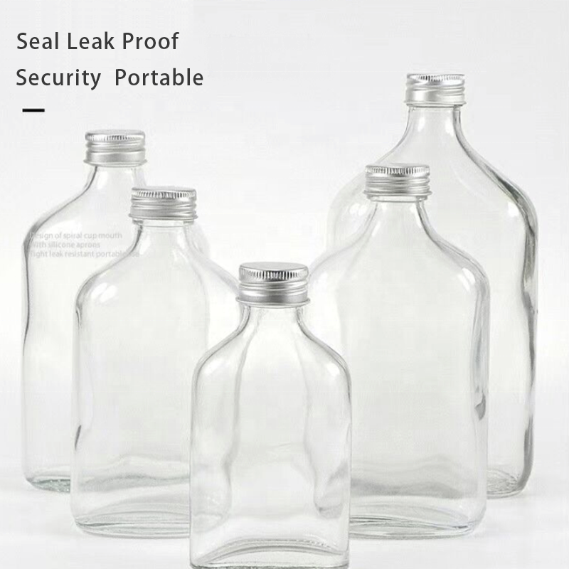 Wholesale 50ml 100ml 200ml 250ml 350ml 500ml clear glass empty drink bottle for mike tea juice coffee beverages whisky alcohol