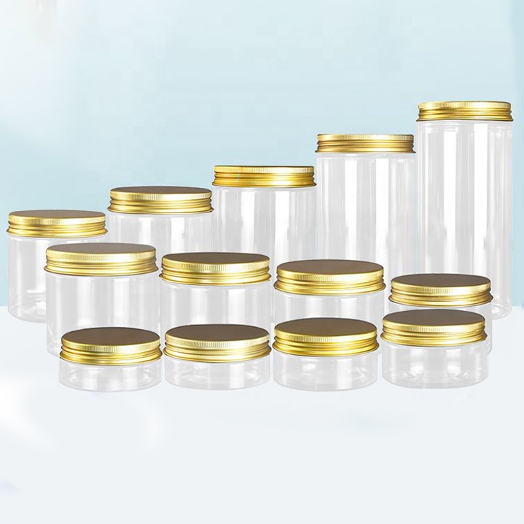 Wholesale 50ml 100ml 200ml 300ml 400ml 500ml storage bottles with aluminum lid plastic recycled food storage plastic jar bottle