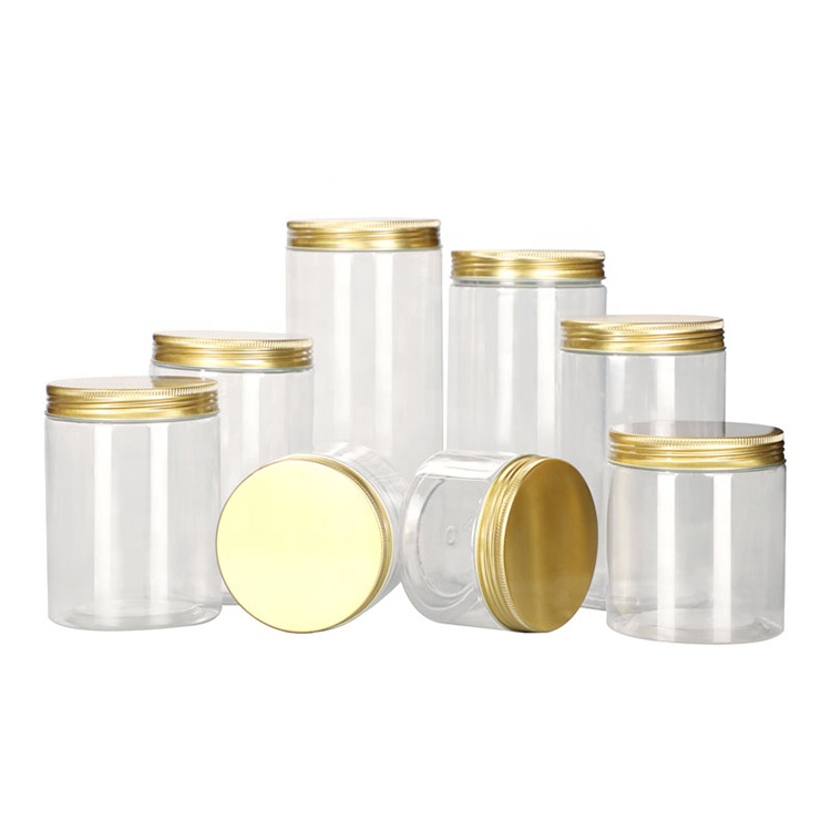 Wholesale 50ml 100ml 200ml 300ml 400ml 500ml storage bottles with aluminum lid plastic recycled food storage plastic jar bottle