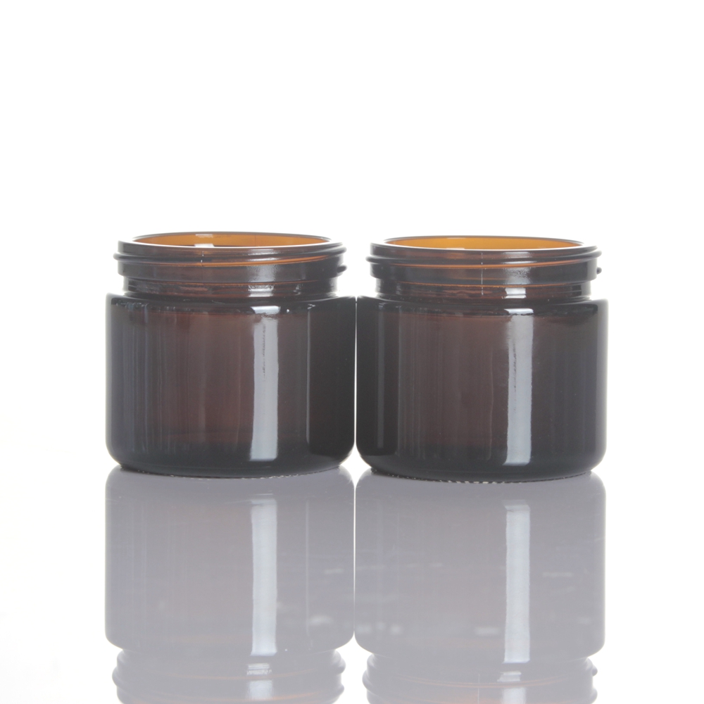 Wholesale 50ml 100ml 2oz 3oz 200ml amber eye cream clear candle holder bath salts glass jar with aluminum metal plastic cap