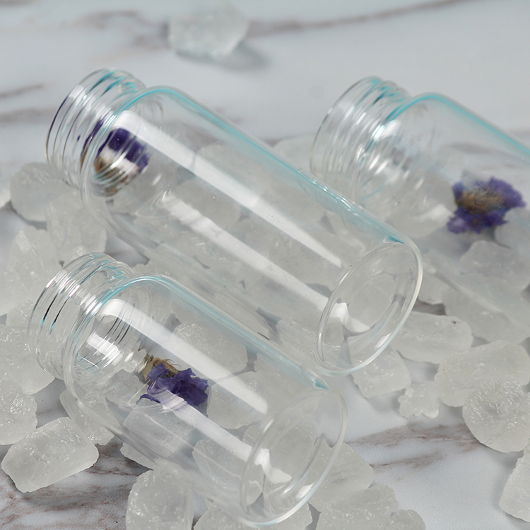 Wholesale 50ml 100ml Empty Pharmaceutical Clear Glass Pill Bottle with Silver Lid