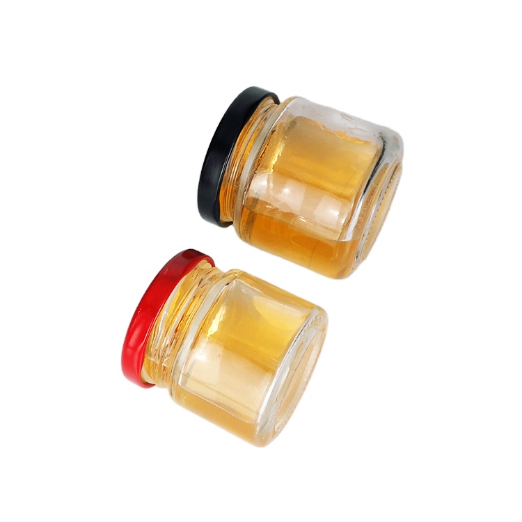 Wholesale 50ml 100ml mini round glass honey jam jar with metal lid