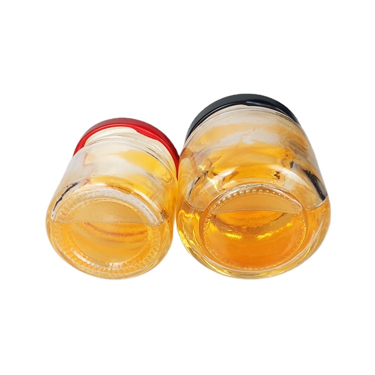 Wholesale 50ml 100ml mini round glass honey jam jar with metal lid