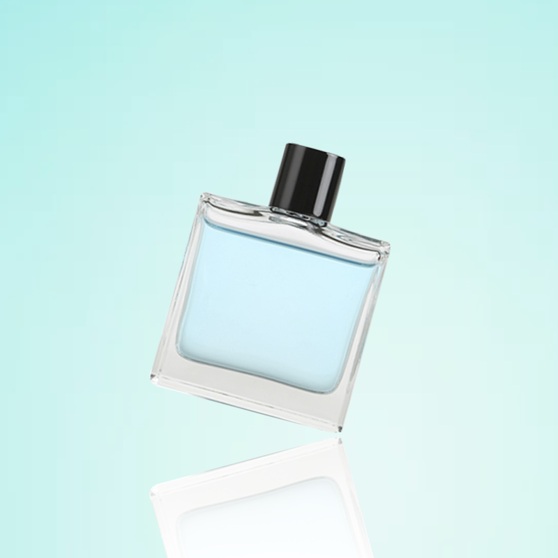 Wholesale 50ml 100ml perfume bottle luxury glass square spray bottle with acrylic top for perfume