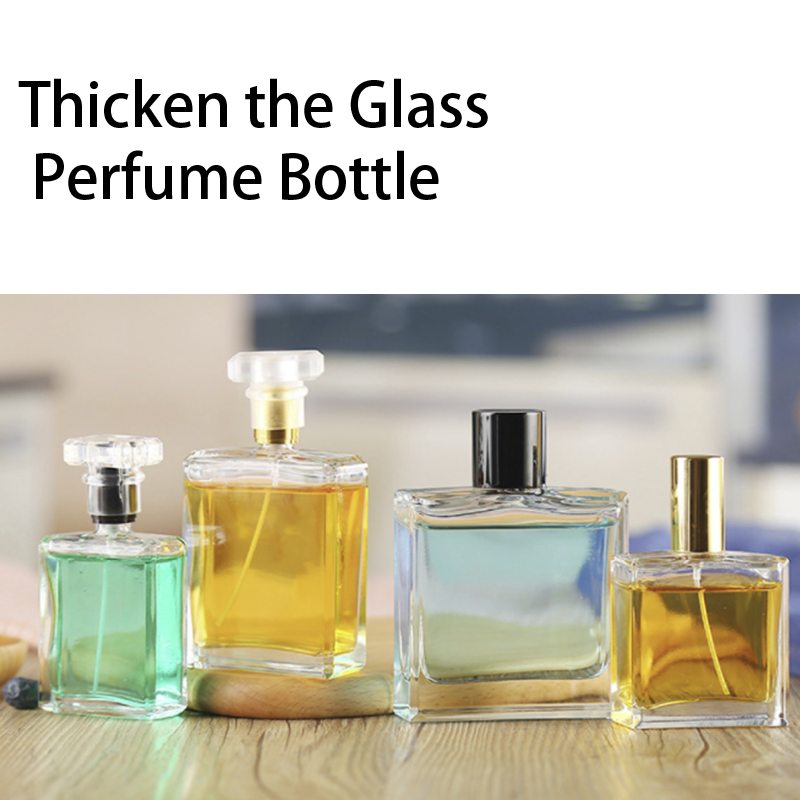Wholesale 50ml 100ml perfume bottle luxury glass square spray bottle with acrylic top for perfume