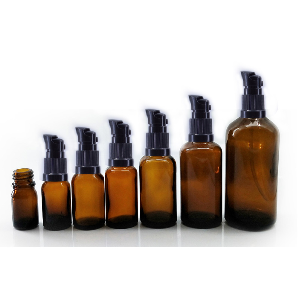 Wholesale 50ml 30ml 20 ml pump lotion bottle amber press serum pump glass bottle for skin care cream