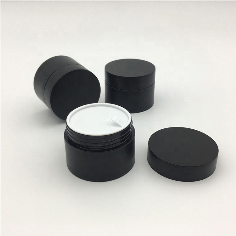 Wholesale 50ml 50g Empty Black Matt Pp Cosmetic Eco Plastic Cream Jar With Lid