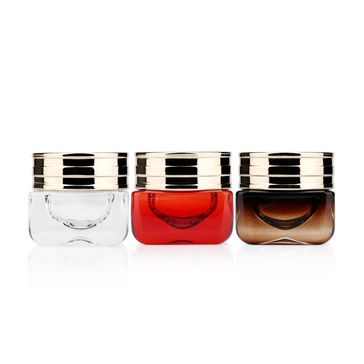 Wholesale 50ml 80ml skin care aluminum cosmetic jar golden aluminum lid glass jar for cream