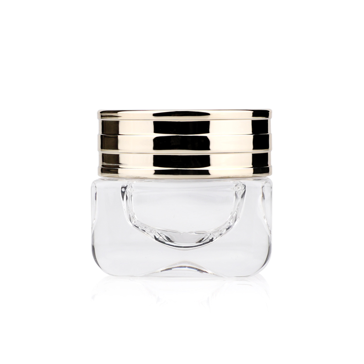 Wholesale 50ml 80ml skin care aluminum cosmetic jar golden aluminum lid glass jar for cream