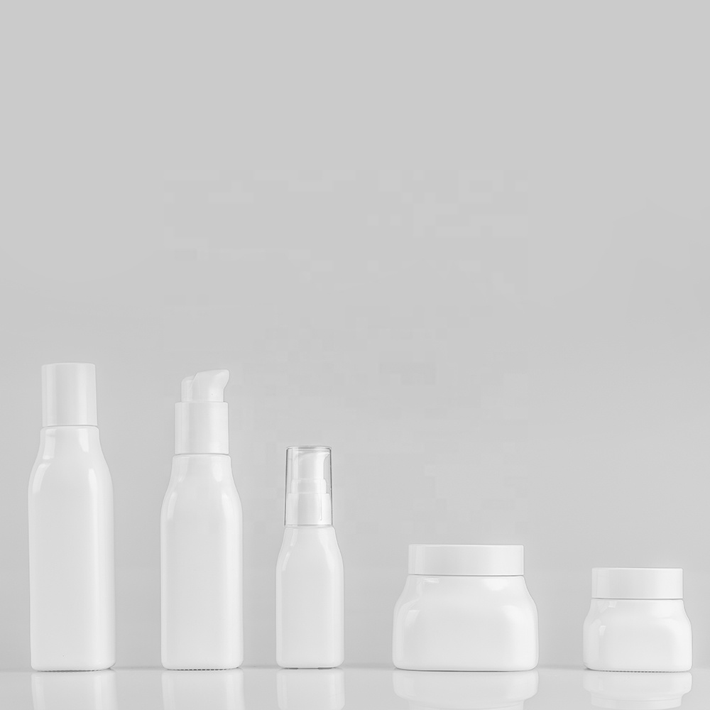 Wholesale 50ml Ceramic Cosmetic Cream Packaging Slanted Shoulder Empty Glass Jar With PP Lid