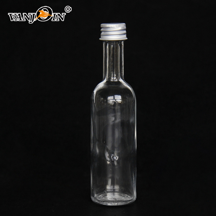 Wholesale 50ml Mini Glass Liquor Bottle With Aluminium Screw Sealing Lid For Wine Whisky